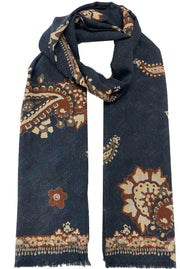 Sciarpa d'archivio blu con Paisley in lana