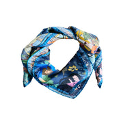 Rock music blue silk scarf 90