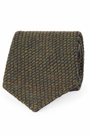 Green plain grenadine wool hand made tie unlined