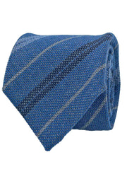 Cravatta regimental blu con piccole righe in lana - Fumagalli 1891