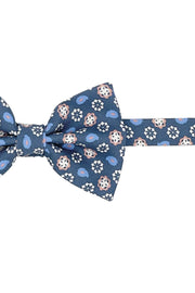 Blue little medallion & paisley patterned printed bow tie