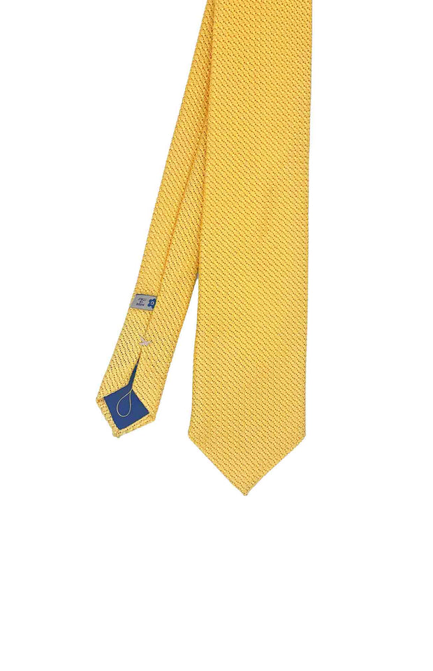 Yellow grenadine silk hand made tie