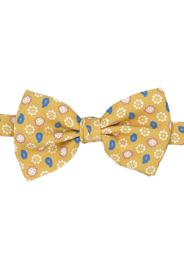 Yellow little medallion & paisley patterned printed bow tie