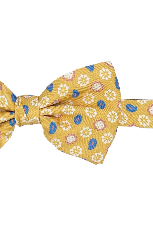 Yellow little medallion & paisley patterned printed bow tie