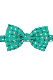 Aquamarine micro floral and diamonds design printed pre-knotted bow tie