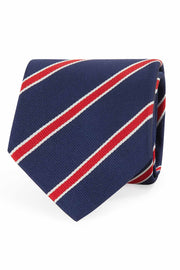 Blue and red little striped silk hand made tie