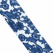 Luxury braces white & blue silk and leather floral design