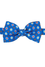 Blue printed little medallion ready tied bow tie