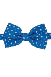 Blue micro floral and diamonds design printed pre-knotted bow tie