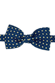 Blue yellow floral vintage design printed bow tie