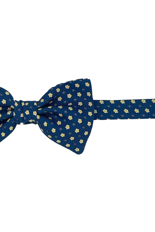 Blue yellow floral vintage design printed bow tie