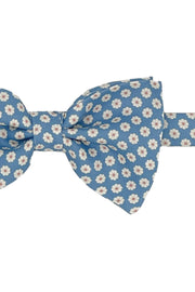 Light blue daisy patterned printed bow tie