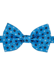 Light blue floral vintage design printed bow tie