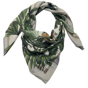 Amazon Forest Animals Beige silk scarf 90