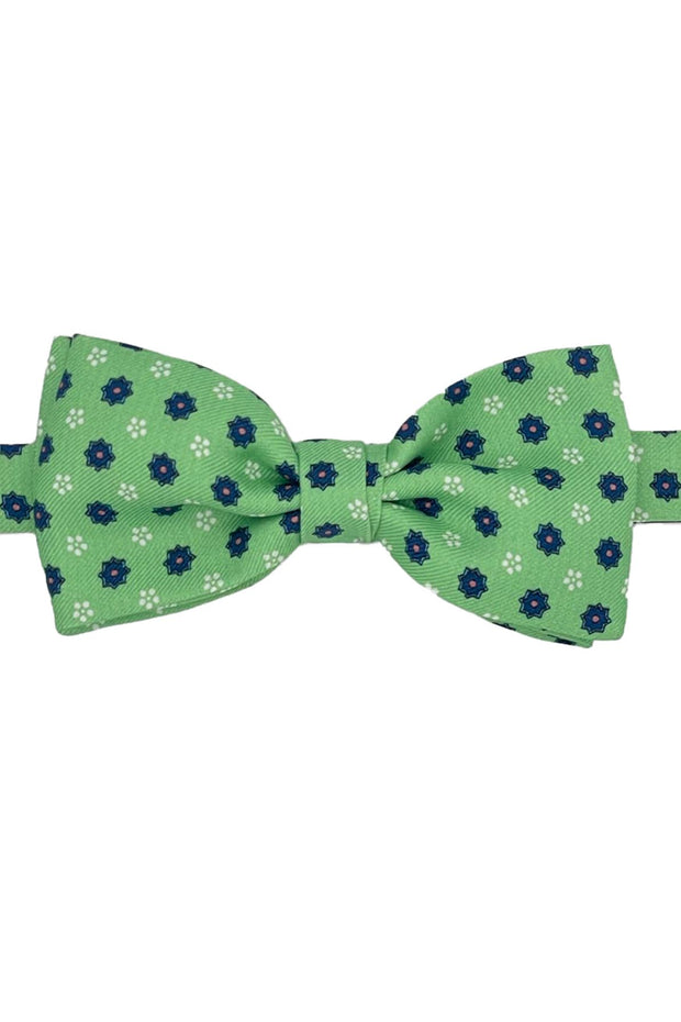 Green floral vintage design printed bow tie