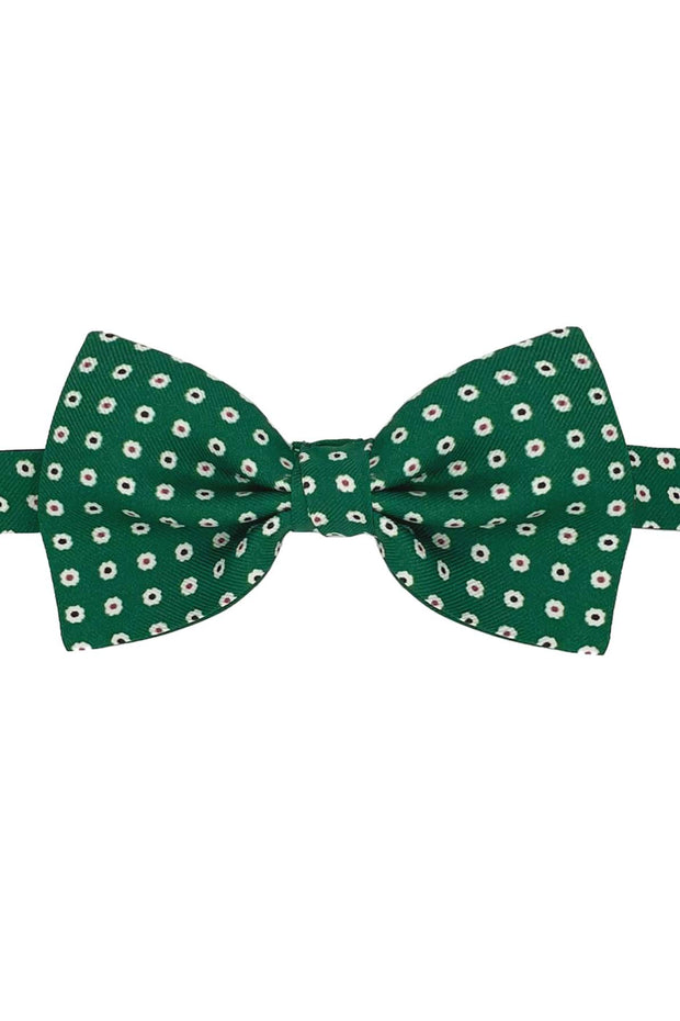 Green little floral printed bow tie
