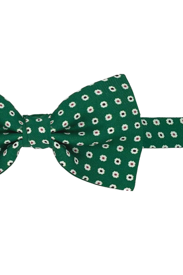 Green little floral printed bow tie