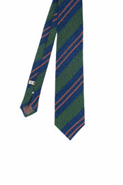 Cravatta verde e blu a righe in morbida lana- Fumagalli 1891