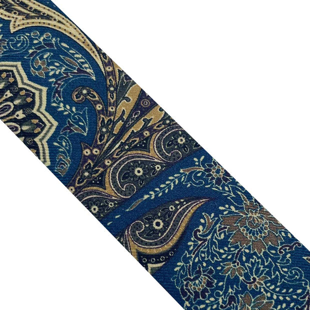  Bretelle blu con stampa macro paisley e floreale 