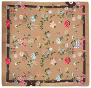 Light brown floral silk handmade scarf 60