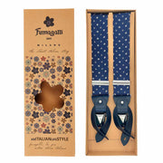 Luxury dark blue braces with little classic floral pattern