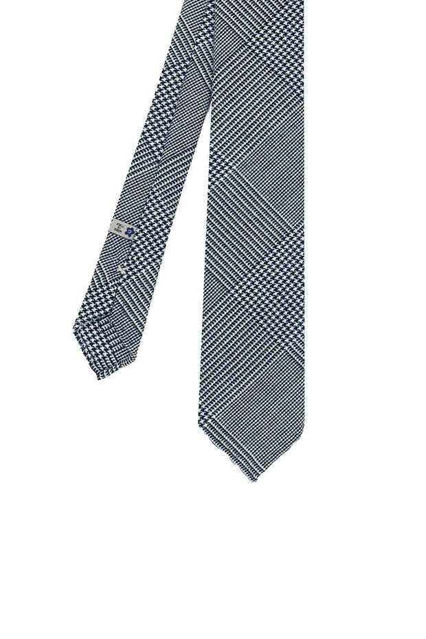 White and black tartan classic wood unlined tie
