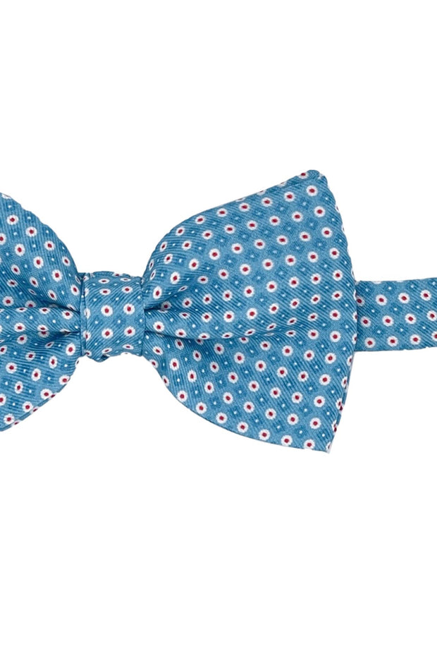 Light blue little dots patterned printed bow tie