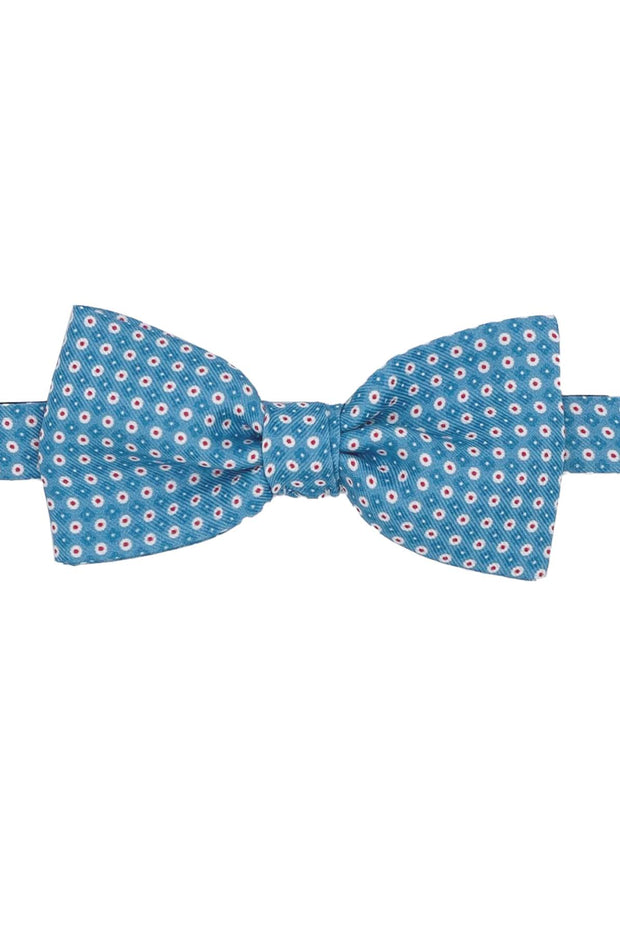 Light blue little dots patterned printed bow tie