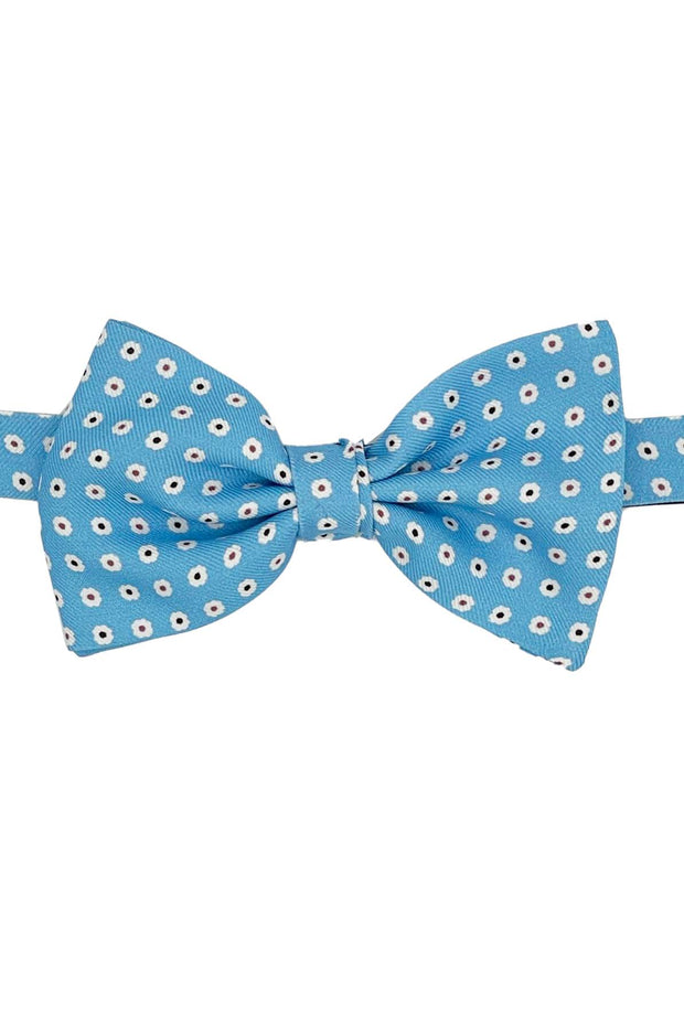 Light blue little floral printed bow tie