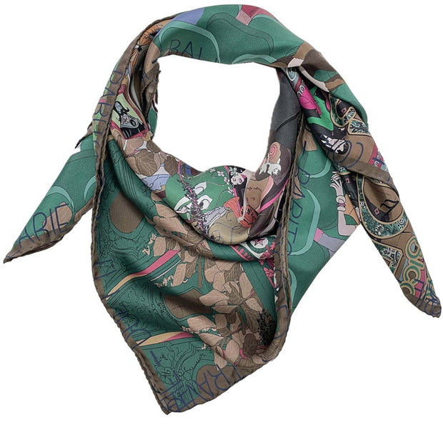 Liric Music green silk scarf 90