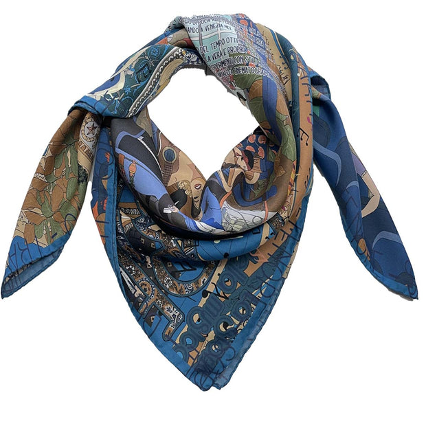 Liric Music Blue silk scarf 90