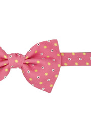 Pink micro floral design printed pre-knotted bow tie