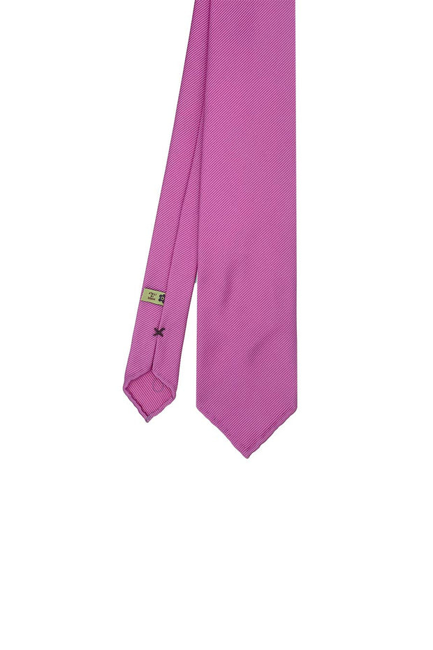 Fuchsia plain repsone pure silk unlined handmade tie - Fumagalli 1891