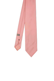 Pink plain repsone pure silk unlined handmade tie - Fumagalli 1891