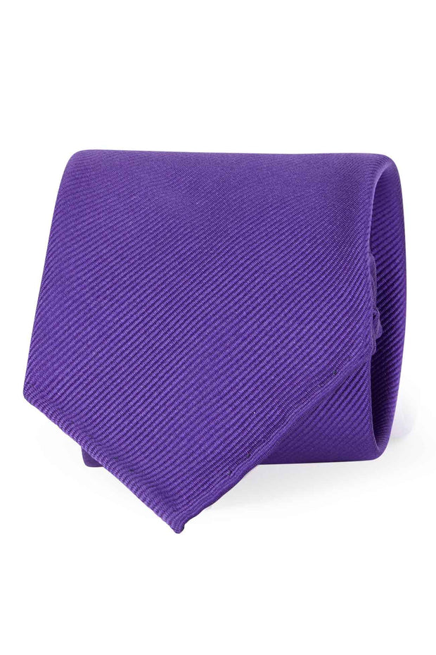 Violet plain repsone pure silk unlined handmade tie