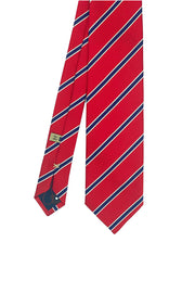 Red and blue little striped silk hand made tie