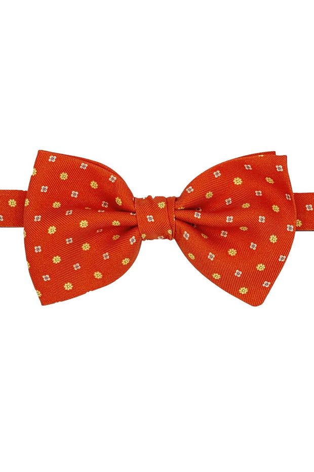 Red micro floral design printed pre-knotted bow tie