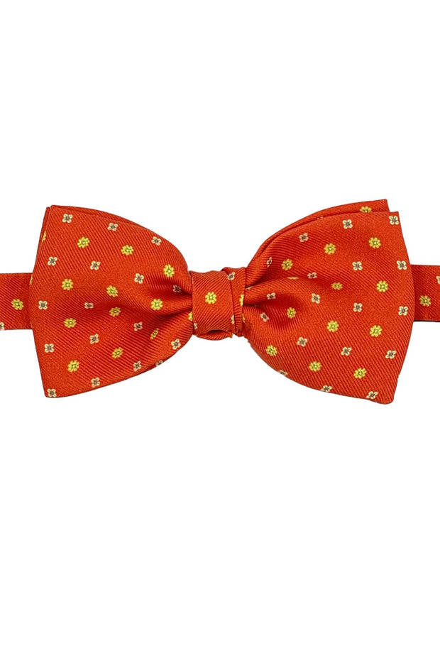 Red micro floral design printed pre-knotted bow tie
