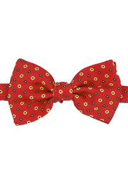 Red micro floral and diamonds design printed pre-knotted bow tie