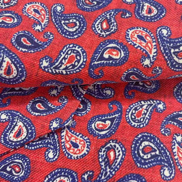 Red paisley design silk ascot