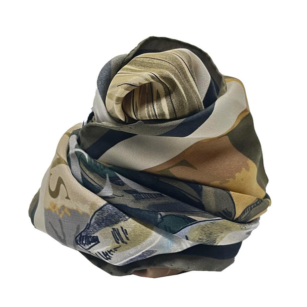 African Savannah brown silk scarf