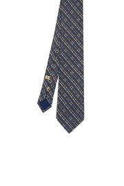 Cravatta stampata tartan classica blu e marrone  -Fumagalli 1891