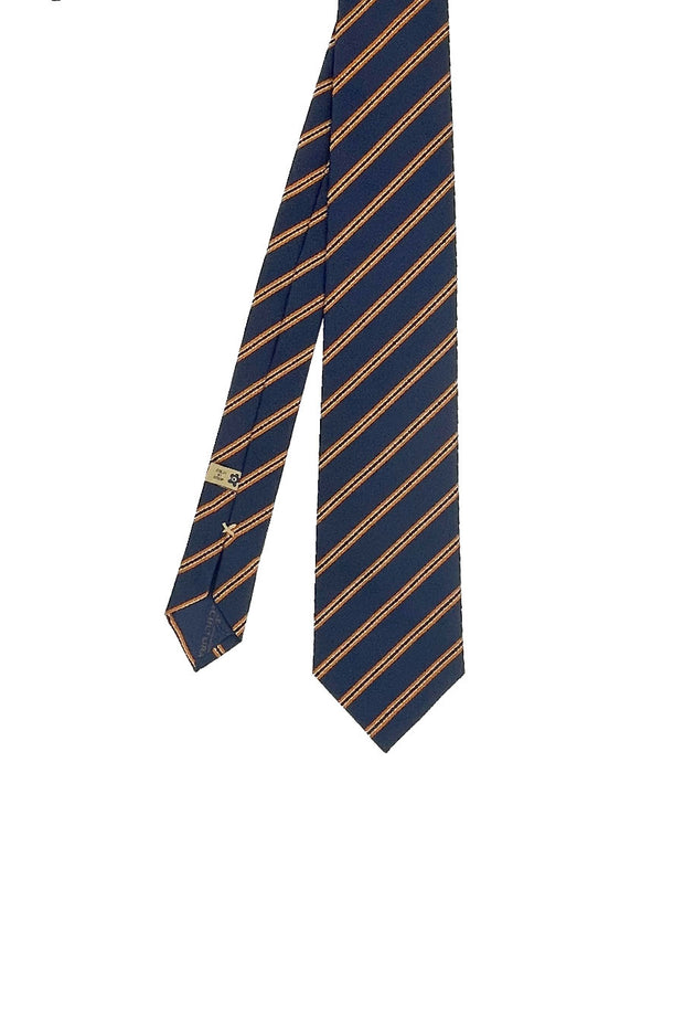 Blue striped jacquard regimental hand made tie