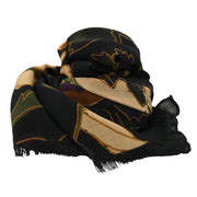 Vintage scarf black with flowers super soft - ALMA