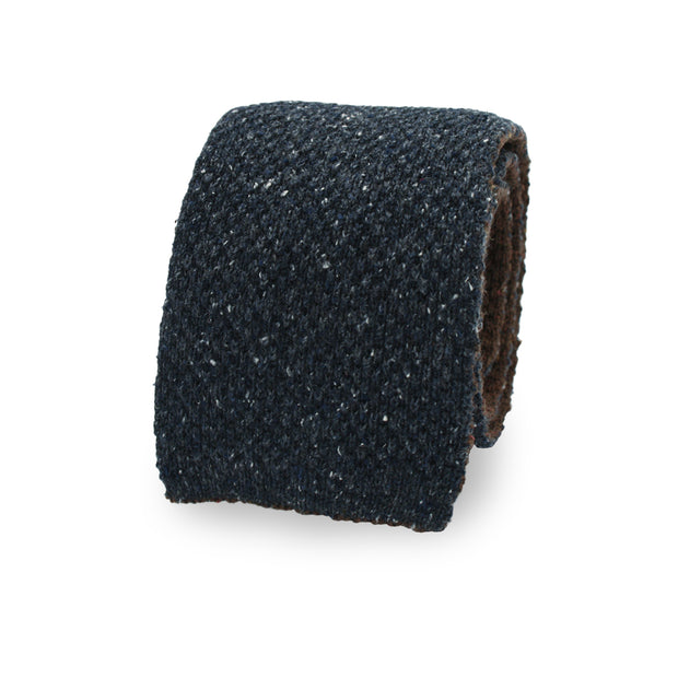 blue brown knitted tie