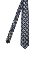 blue jacquard tie with medallions