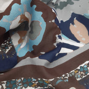 Bandana foulard d'archivio vintage blu con fantasia fiori retro