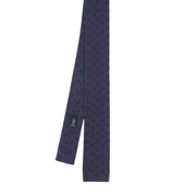 Blue wool knitted tie with red polka dots