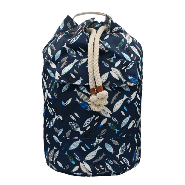 Blue beach bag fish design
