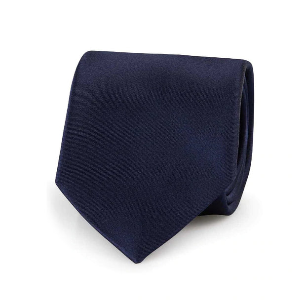 Set cravatta blu con bretelle blu e pochette bianca in pura seta 